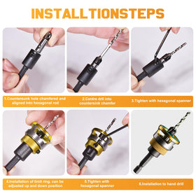 Csyibeielec countersink hex shank 1/4in fits most drills.