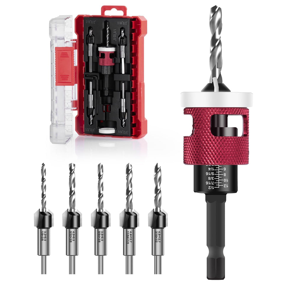Csyibeielec countersink bit set box view for organized woodwork