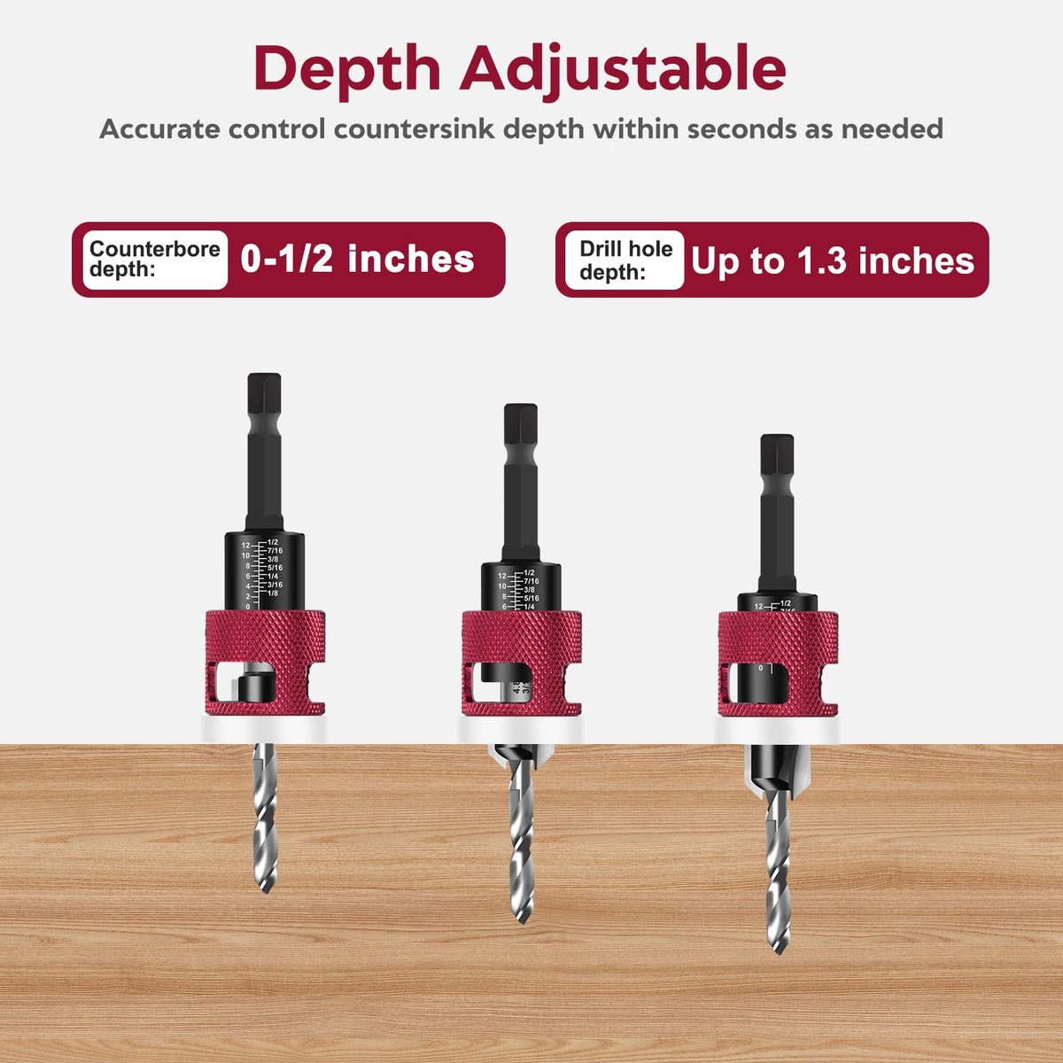Csyibeielec countersink bit tip detail showing sharp edges for smooth countersinks
