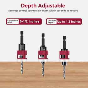 Csyibeielec countersink bit tip detail showing sharp edges for smooth countersinks