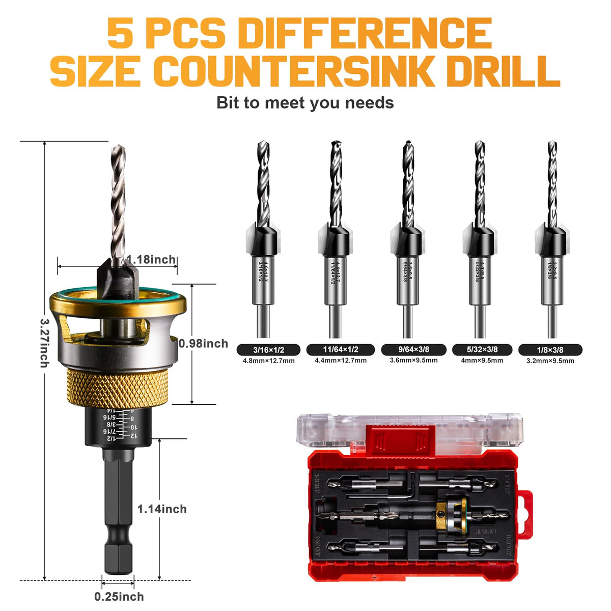 Csyibeielec M2 HSS countersink with sharp edges for clean holes.