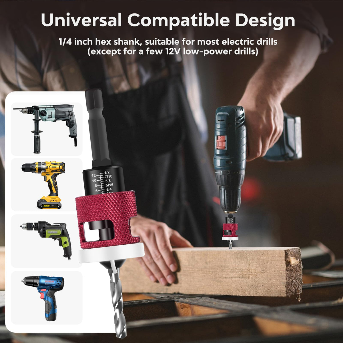 Csyibeielec woodworking in-use demonstrates easy drilling through wood materials