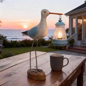 CSZLSMH adorable solar seagull statue lights outdoor spaces at night.