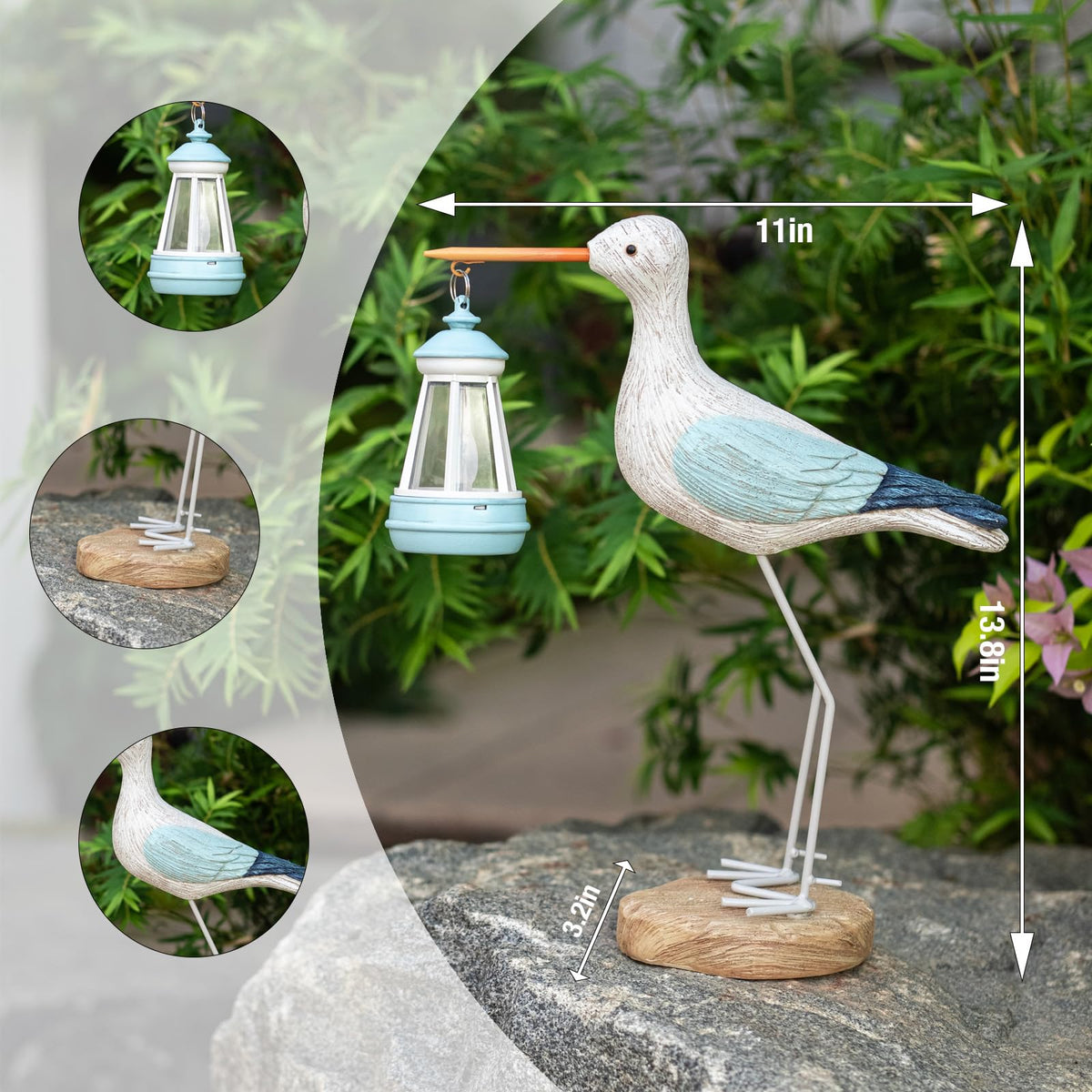 CSZLSMH seagull lifelike feathers close-up highlights charming coastal garden decor.