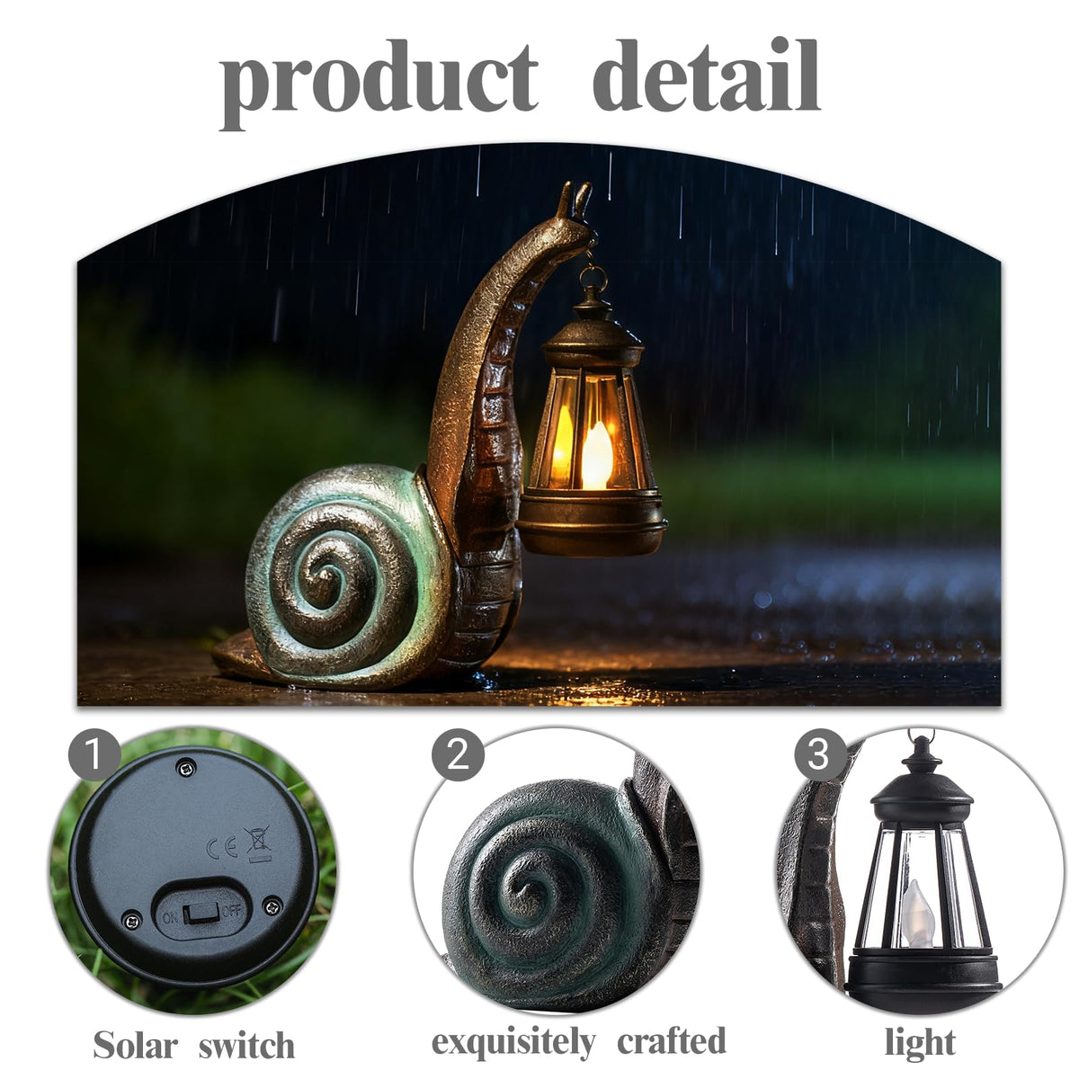 CSZLSMH snail indoor statue on shelf emits soft glow for calm decor.