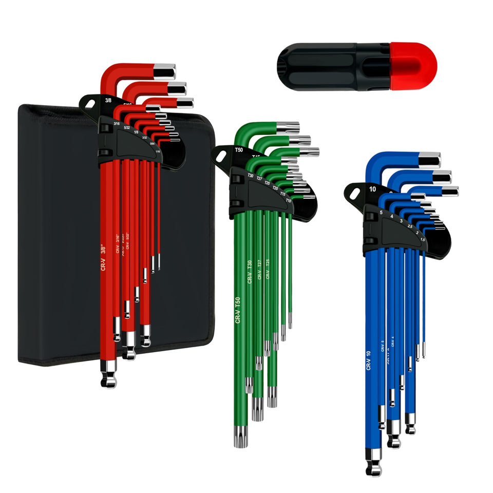 C&T 27-piece Allen wrenches set in a compact package for quick repairs.