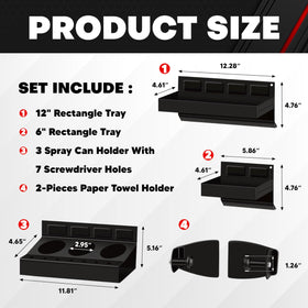 CT 4-piece magnetic toolbox tray 12-inch mounted for larger tool access.