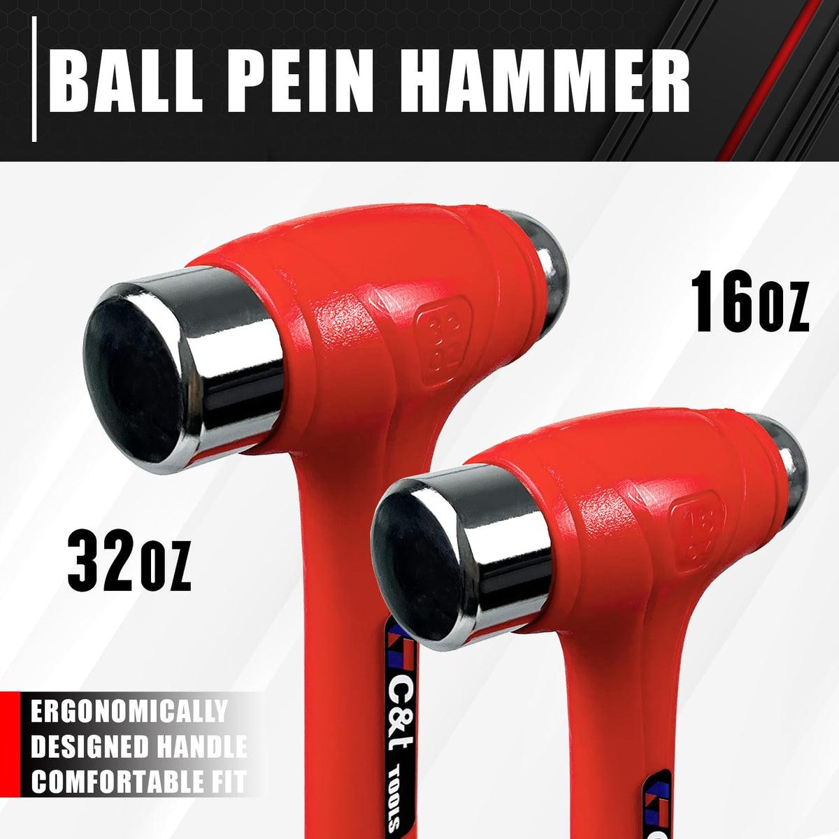 C&T Hammer Set with fiberglass handle improves grip and minimizes fatigue.