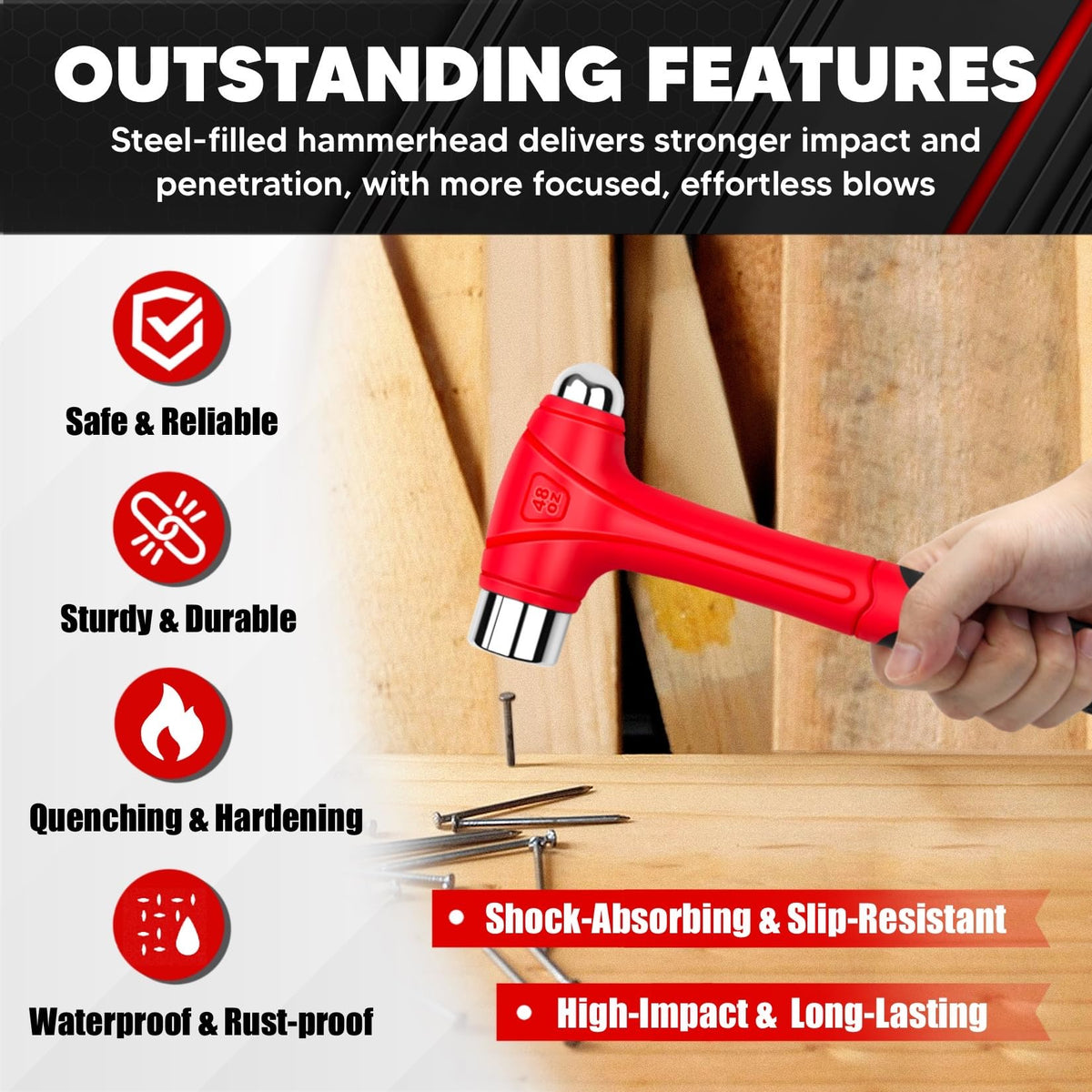 CT ball peen hammer heavy-duty tool for rivets, chisels, and punches.