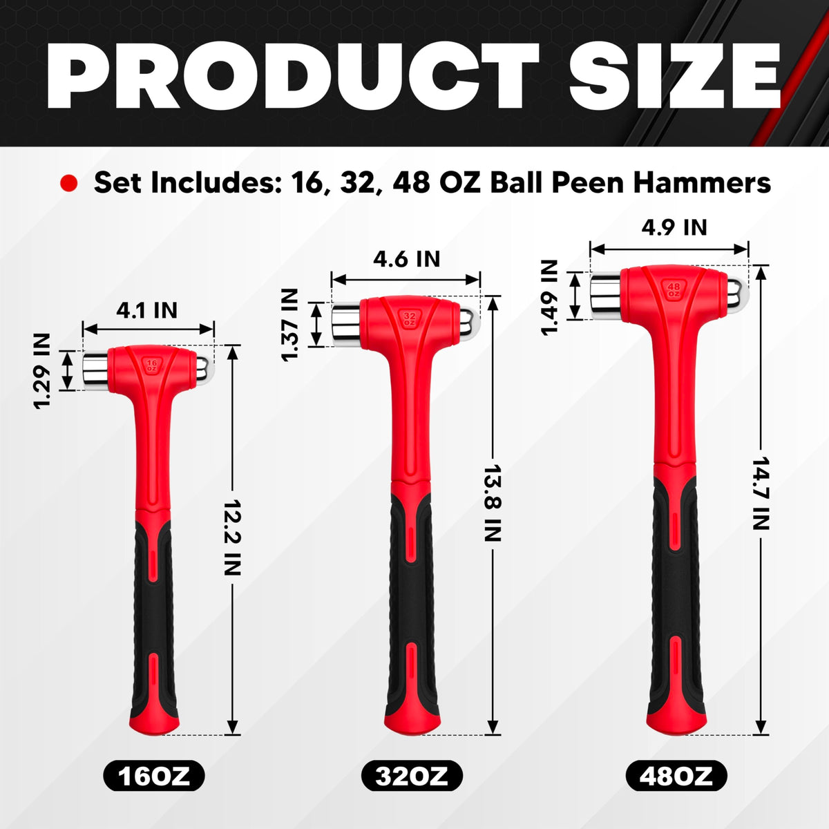 CT ball peen hammer polished steel head for smooth strikes.