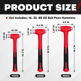 CT ball peen hammer polished steel head for smooth strikes.