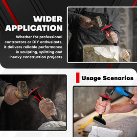 C&T masonry chisel set in action for demolition and carving projects.