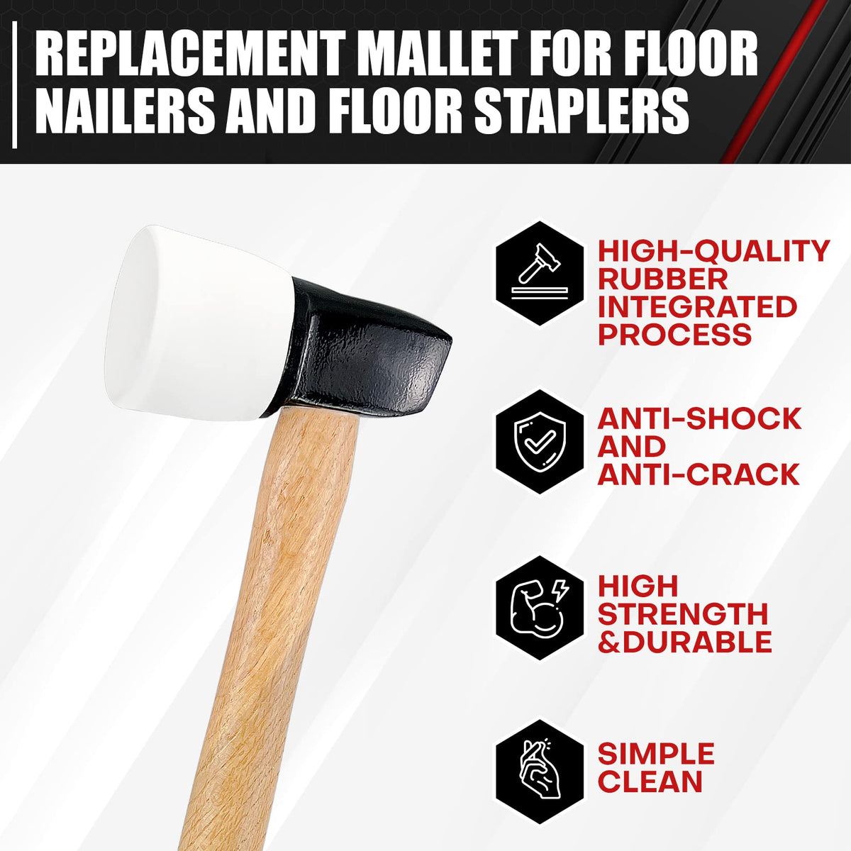 C&T replacement head for rubber mallet keeps tools ready.
