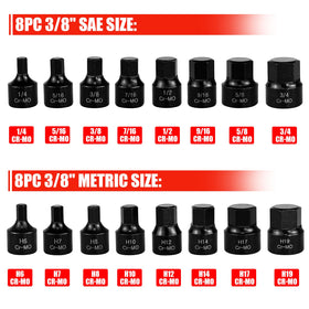 C&T laser-engraved hex bit markings for quick size reading in low light.