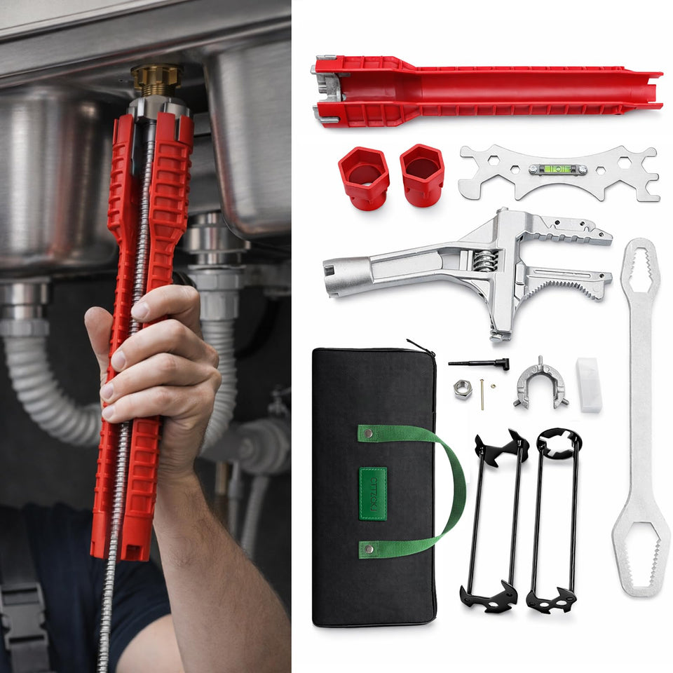 CTTZCKJ basin wrench set in use under a sink for tight-space installation benefits