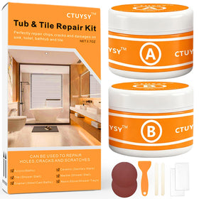 CTUYSY tub repair kit in white enamel fixes cracks and chips on porcelain tubs.