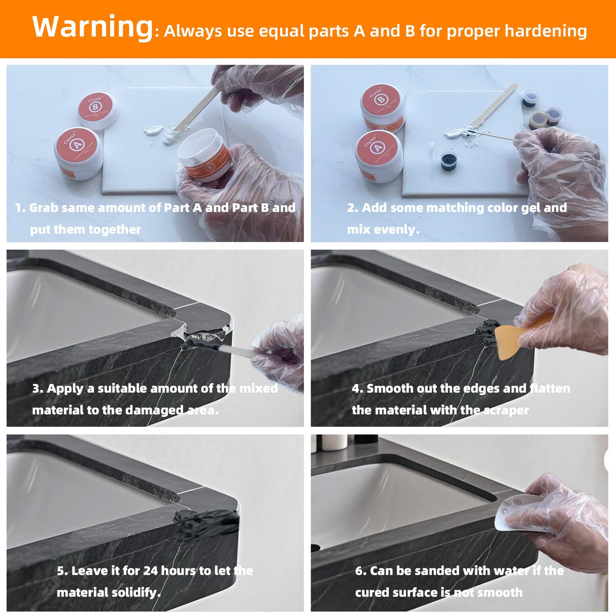 CTUYSY waterproof cured paste resists moisture on porcelain.