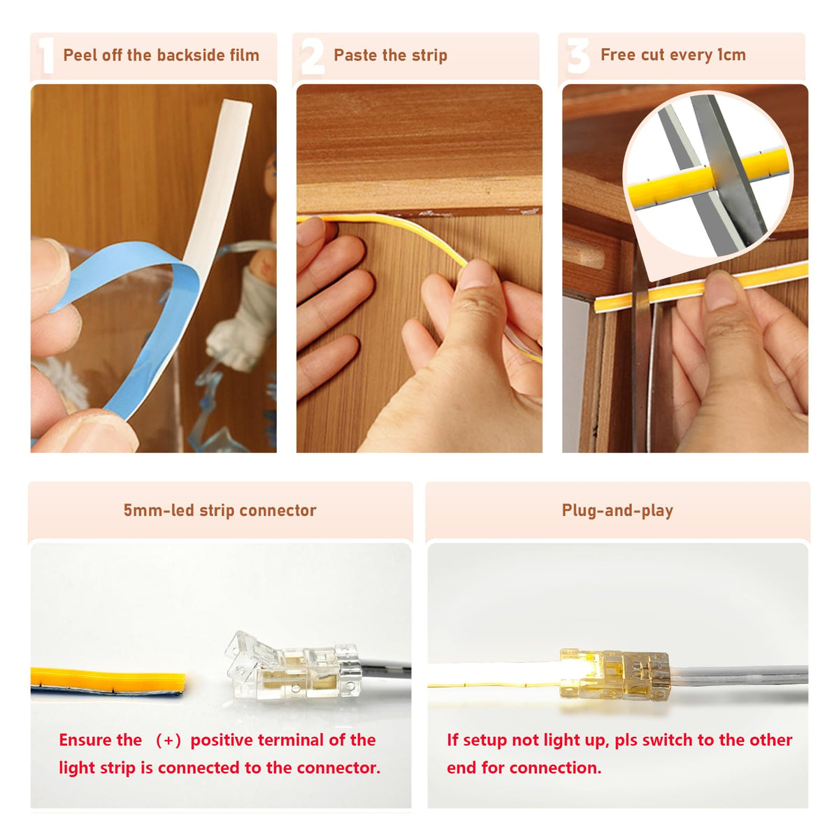 CUBITOR diffused COB strip offers 180-degree light spread for continuous bright coverage.