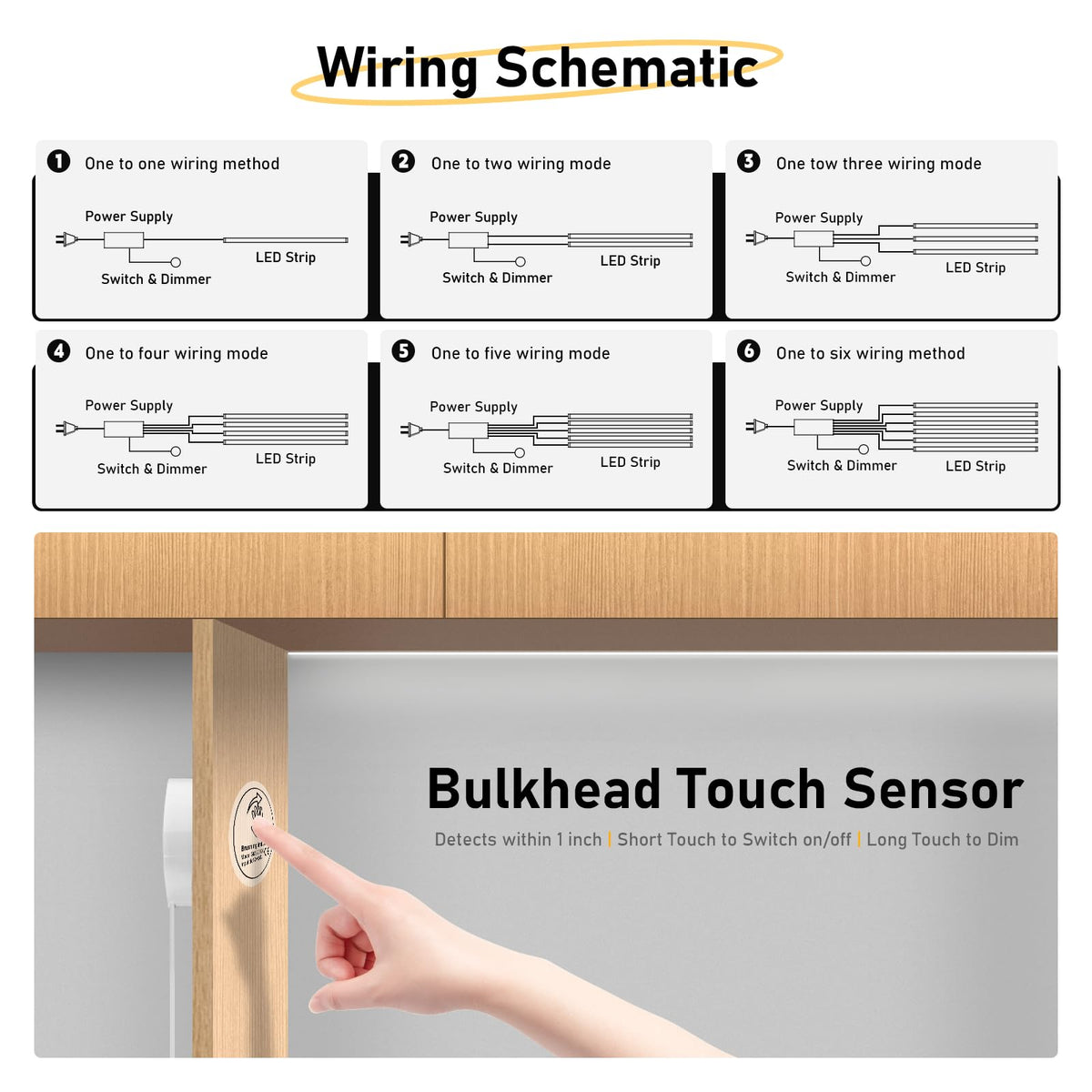 CUBITOR hidden touch switch delivers sleek control and dimming for a clean look.