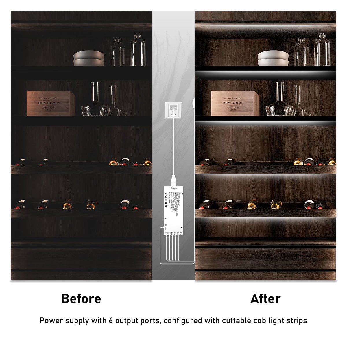 CUBITOR self-adhesive 5mm-wide strip installs quickly on shelves and panels.