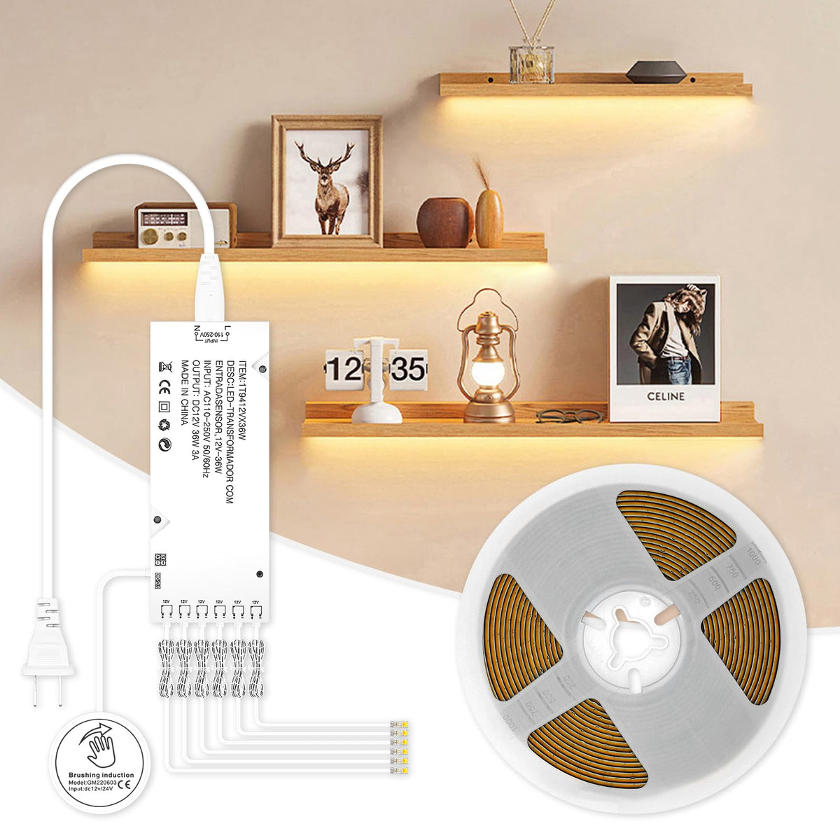 CUBITOR under-cabinet COB LED strip for 16.4ft length offering bright, even kitchen lighting.