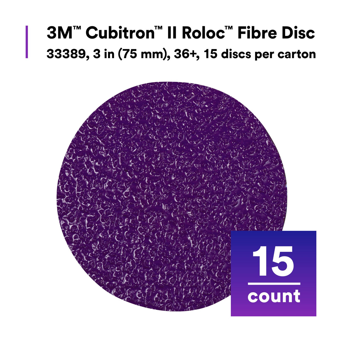 Tough fiber backing on Cubitron II improves tear resistance and disc life.