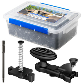 Close-up of Cuguords hidden deck fasteners with 316 stainless screws for durable outdoor decks