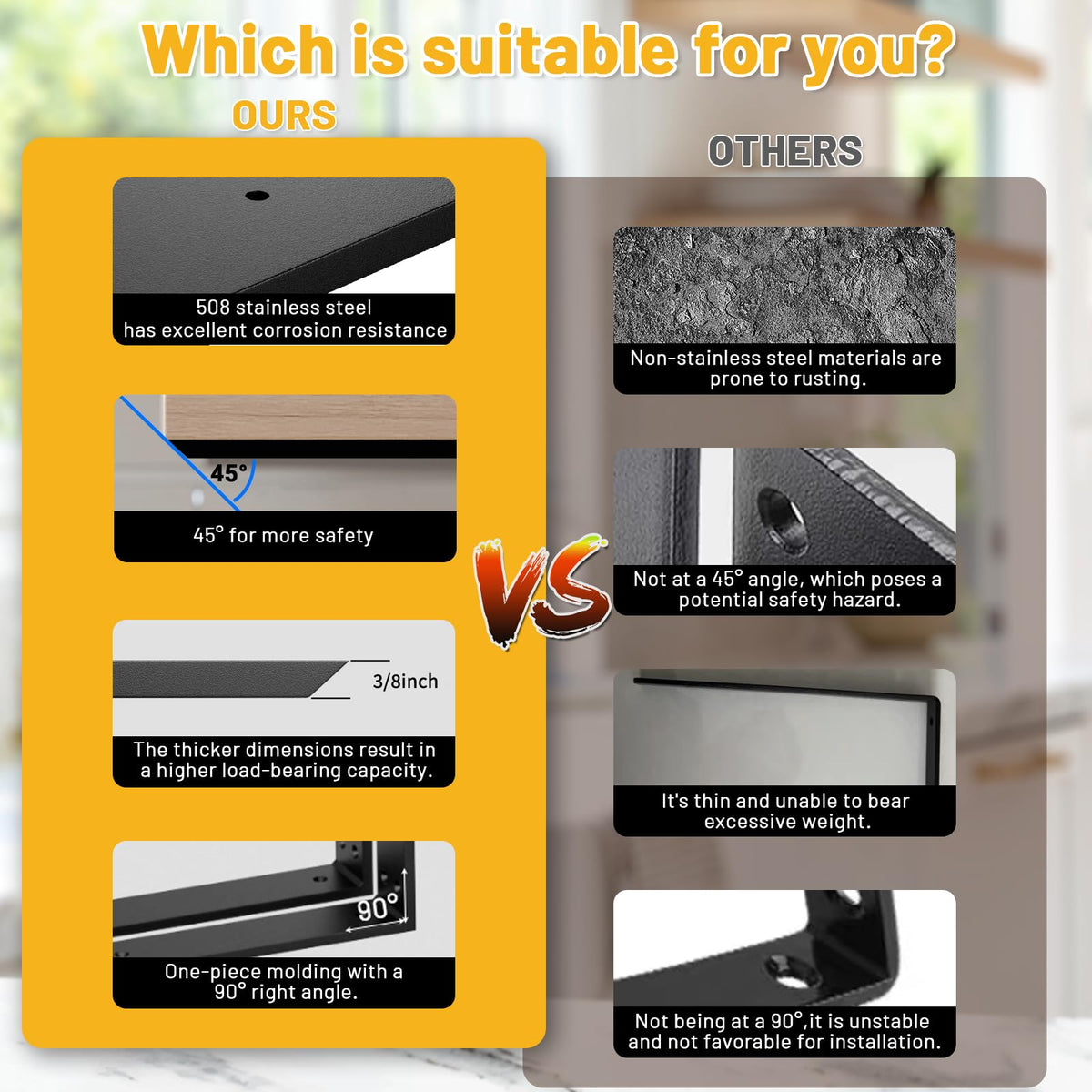 Cuguords quick installation with pre-drilled holes for shelves and countertops