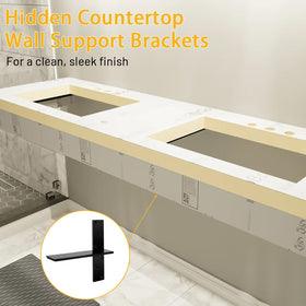Cuguords bracket system for vanity, granite countertop, and shower bench support