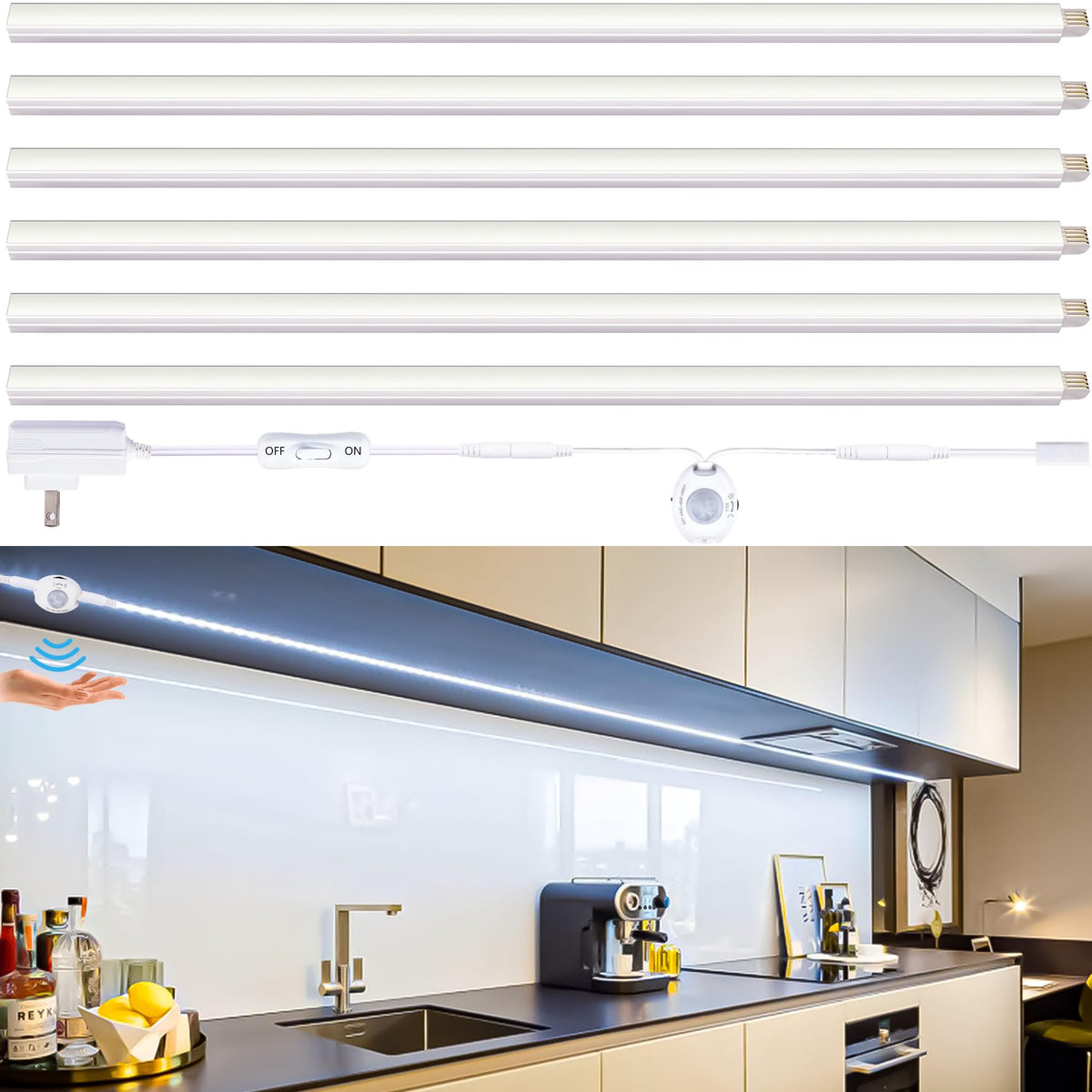 CULAVON motion sensor under-cabinet light bar bright daylight illumination for kitchens
