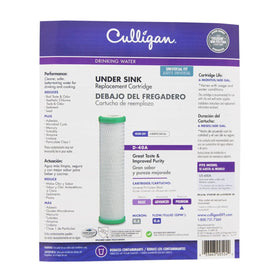Culligan D40 installation step showing tool-free cartridge swap.
