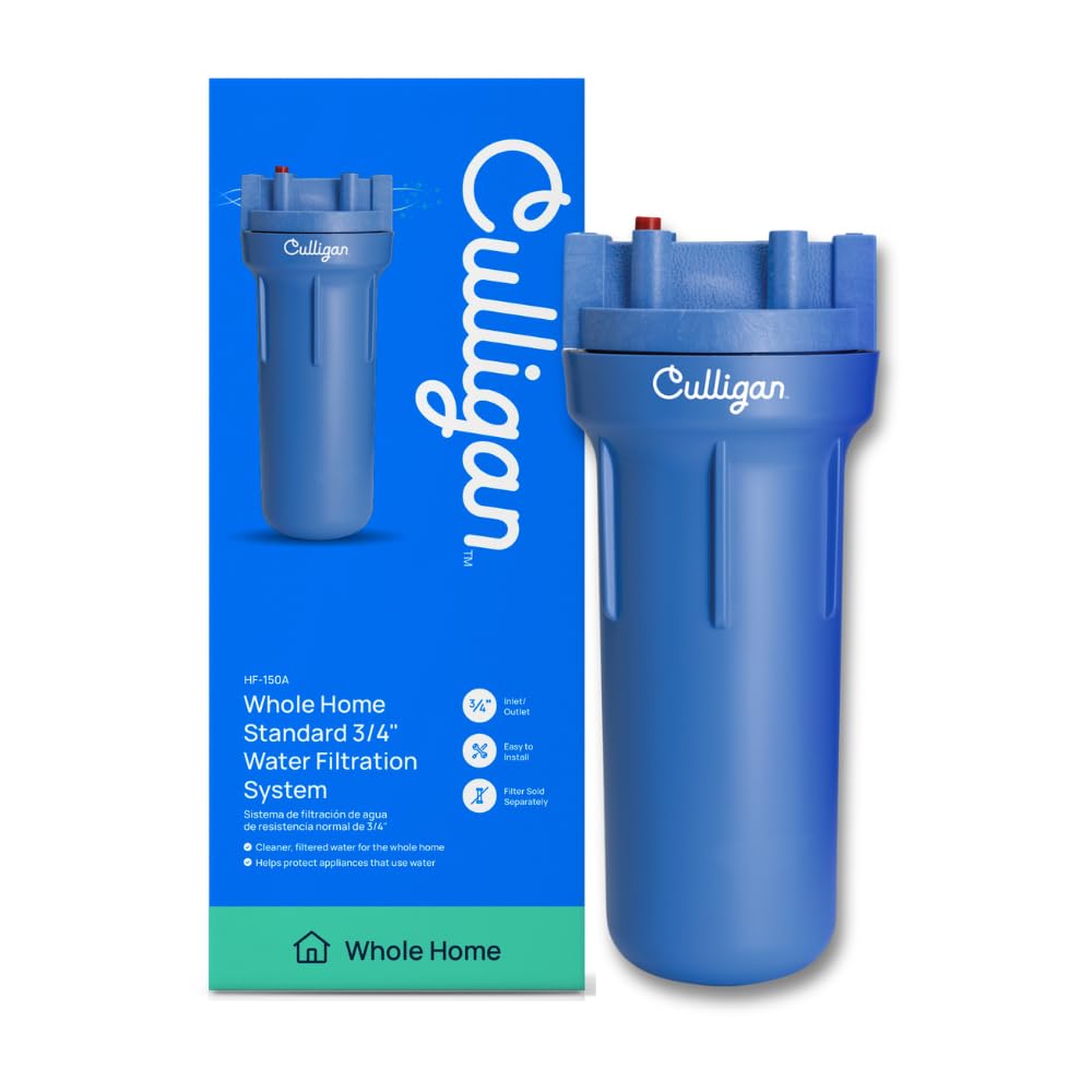 Culligan HF-150A housing installation on a main line with 3/4-inch connections for easy setup.