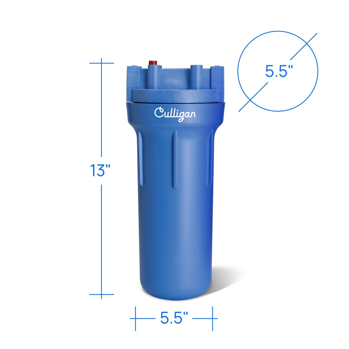Culligan HF-150A opaque housing outdoors highlighting UV-resistant protection for outdoor use.