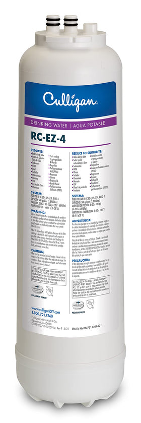 Culligan RC-EZ-4 filter under-sink installation improves water taste.