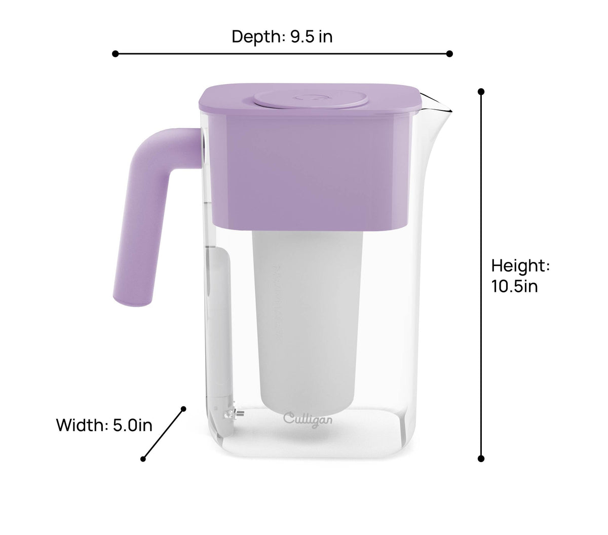 Culligan ZeroWater Lilac side view fits on fridge shelf