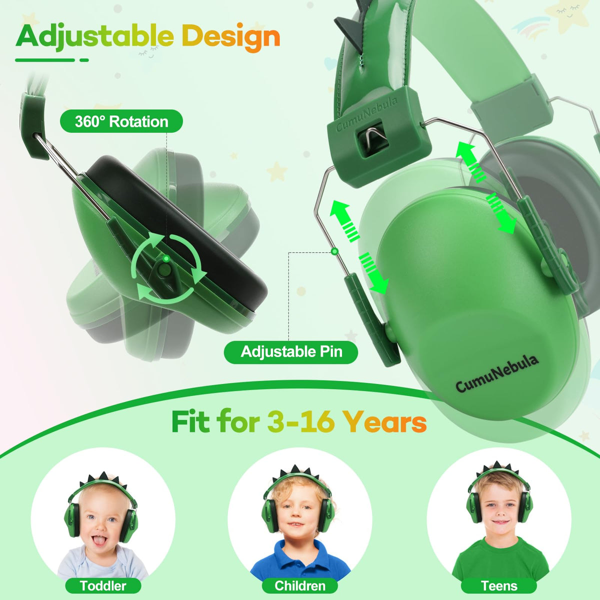 Cumunebula ANSI S3.19 and CE EN 352 certified safety headphones.