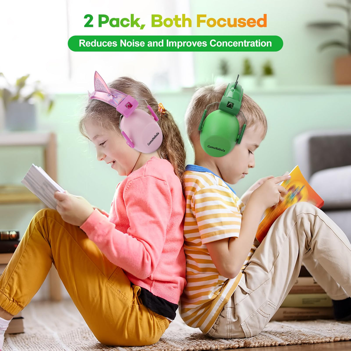 Cumunebula 28dB SNR kid ear protection reduces loud crowd noise.