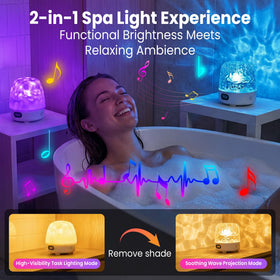 Curleis Ocean Wave Projector lights bathroom walls with relaxing motion.