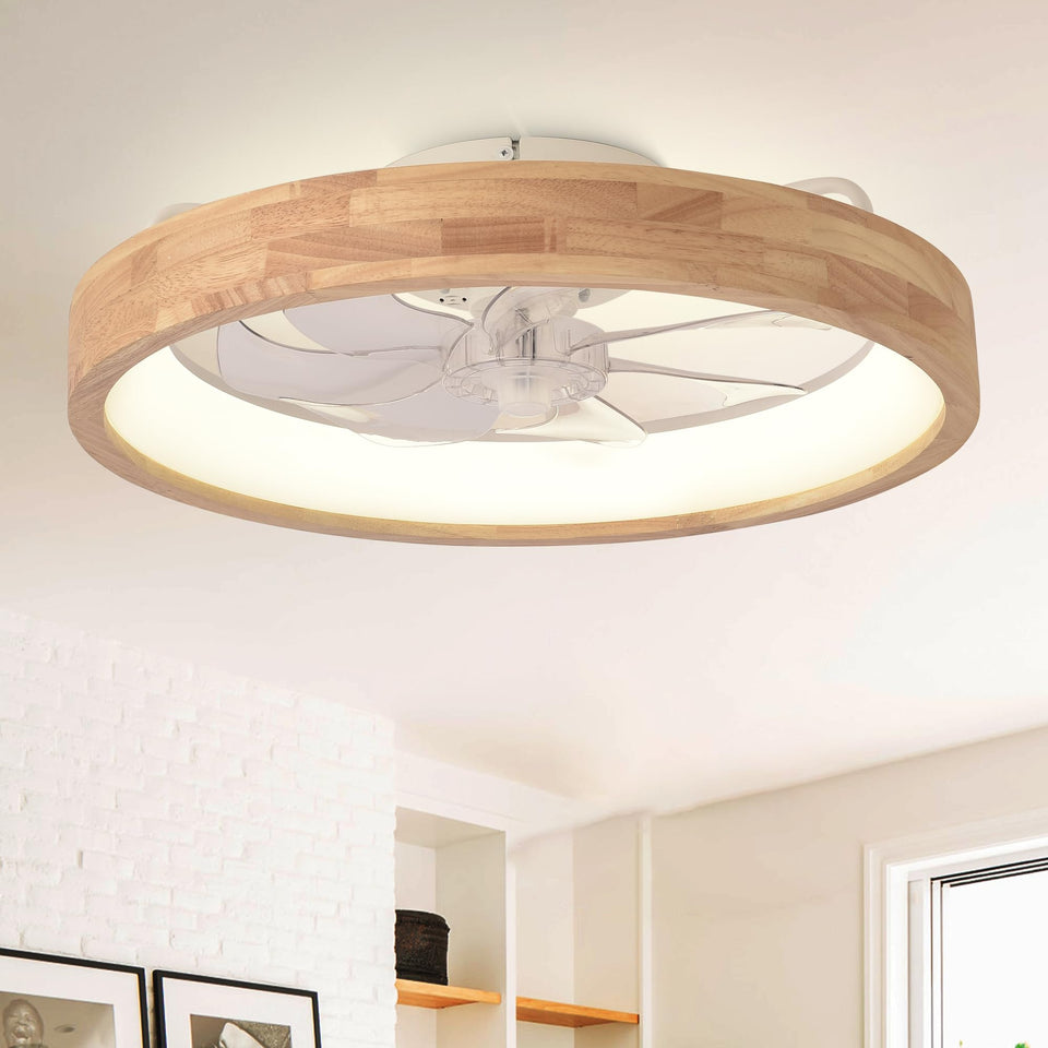 Curve Curio 20inch low-profile fan with lights for a balanced living room breeze.