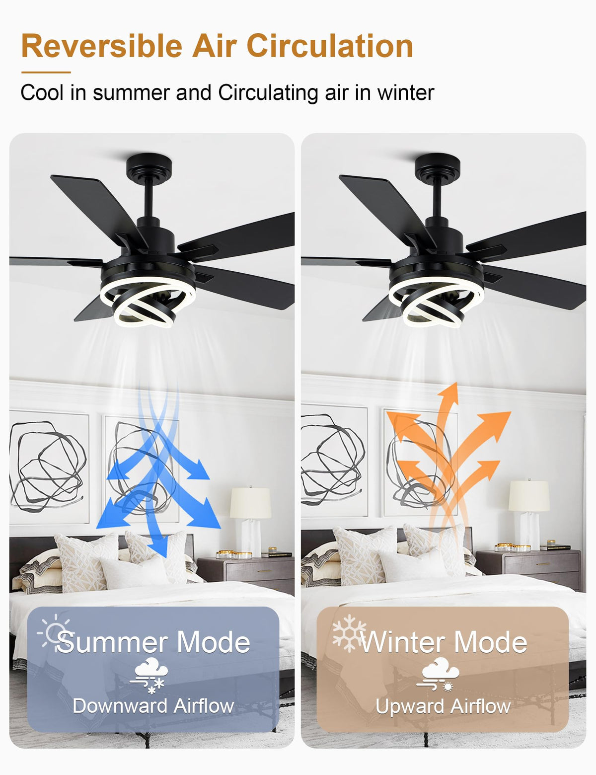 Curve Curio reversible blades for practical seasonal airflow