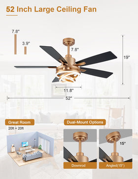 Curve Curio dual-sided blades enhance modern chandelier style.