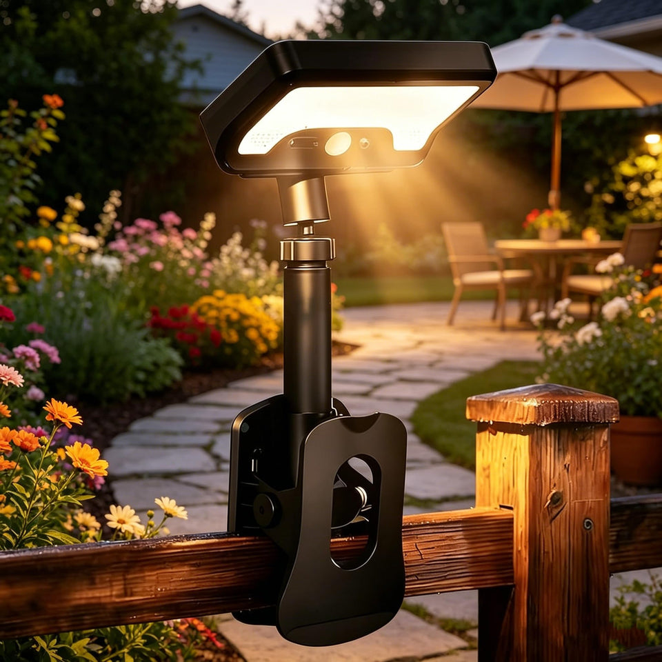 Cusna clip-on solar motion light fences illuminate walkways safely at night.