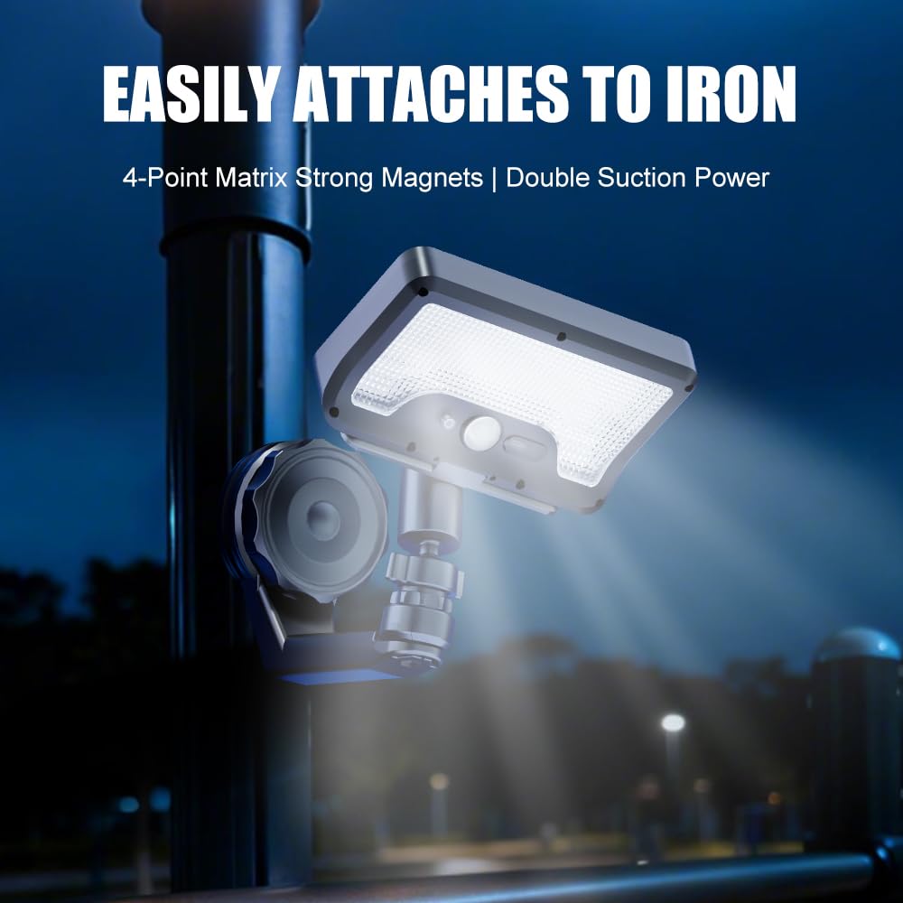 Cusna solar motion sensor light with 360-degree adjustability brightening stairs and entryways
