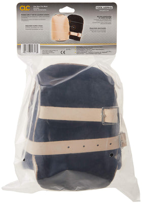 Custom Leathercraft 313 kneepads adjustable strap and steel buckle for secure fit.
