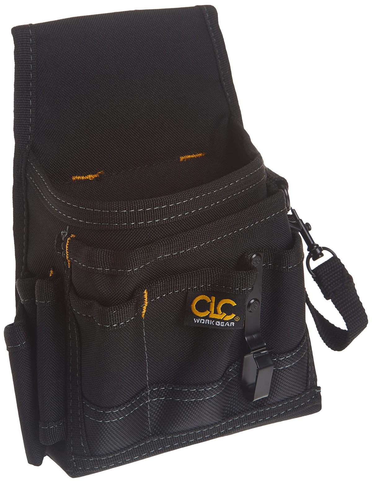 Custom Leathercraft CLC 1503 exterior pockets organize screws and fasteners on the go