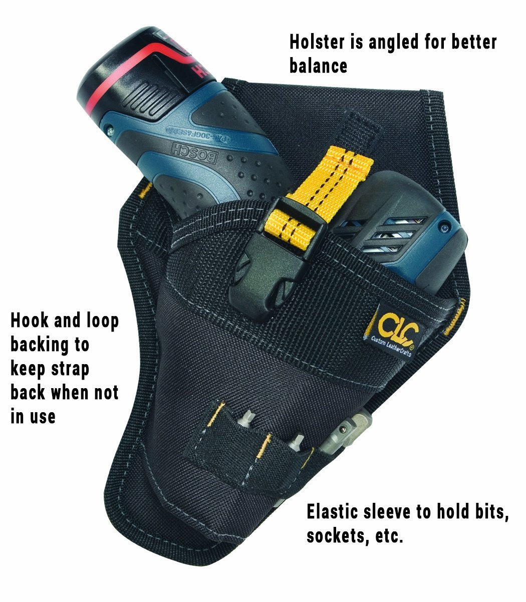 Custom Leathercraft CLC 5021 tool pockets organize bits and accessories.