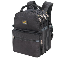 Custom Leathercraft 1132 front view backpack showing 75-pocket organization for tools