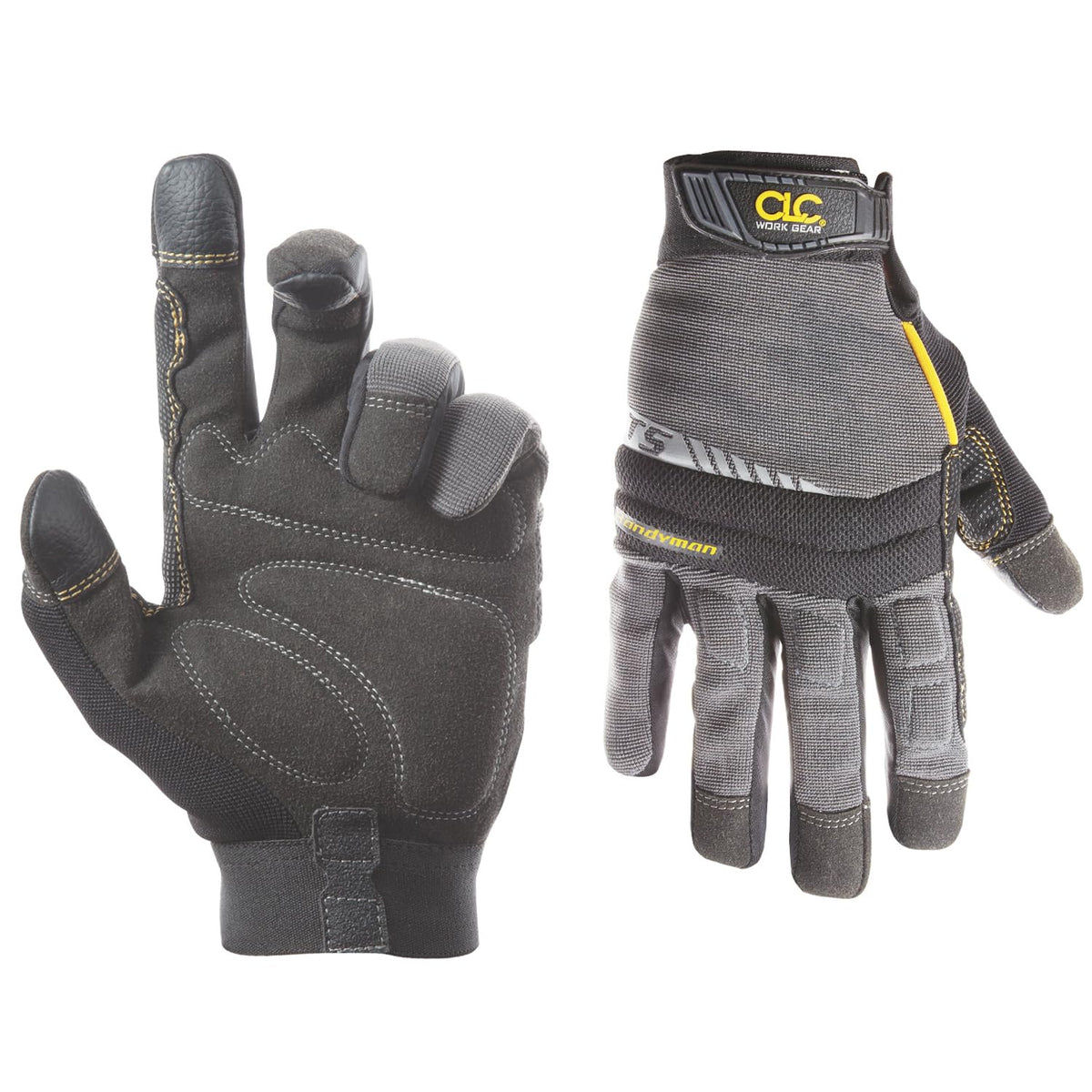 Custom Leathercraft125L Handyman Flex Grip Gloves close-up showing durability and dexterity.
