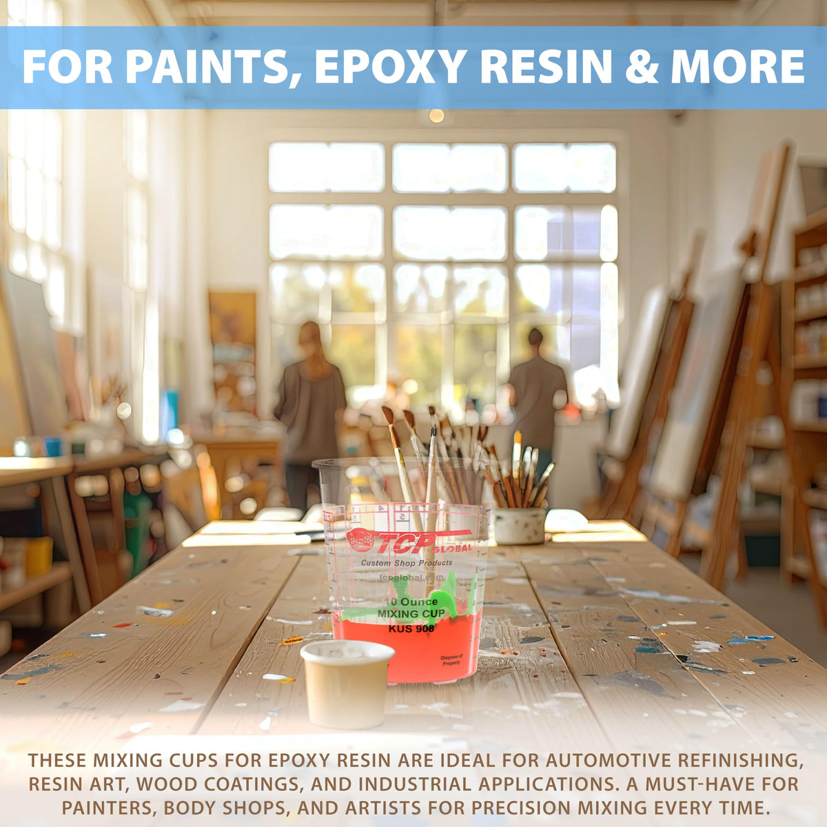 Custom Shop epoxy resin projects benefit from precise measuring cups.