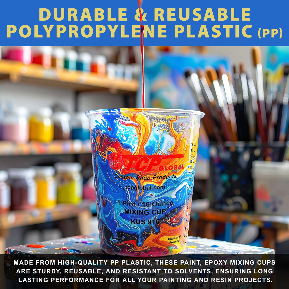 Custom Shop reusable mixing cup ideal for resins and coatings projects